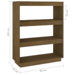 vidaXL Knižnica/deliaca stena medovo-hnedá 80x35x103 cm masívna borovica – Obrázok 8