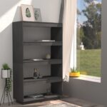 vidaXL Knižnica/deliaca stena sivá 80x35x135 cm masívna borovica – Obrázok 3