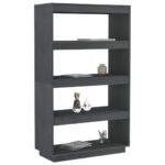 vidaXL Knižnica/deliaca stena sivá 80x35x135 cm masívna borovica – Obrázok 4