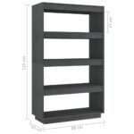 vidaXL Knižnica/deliaca stena sivá 80x35x135 cm masívna borovica – Obrázok 8
