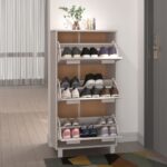 vidaXL Skrinka na topánky HAMAR, biela 59,5x35x117 cm, borovica – Obrázok 3