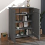 vidaXL Skrinka na topánky HAMAR, tmavosivá 85x40x108 cm, borovica – Obrázok 4