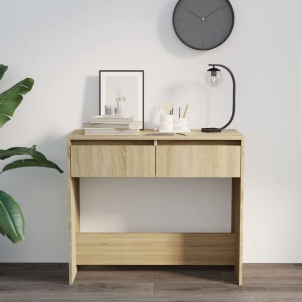 VXL8720286834817_g_en_hd_1.jpg vidaXL Konzolový stolík vo farbe dubu 89x41x76,5 cm oceľový – Obrázok 3