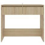 vidaXL Konzolový stolík vo farbe dubu 89x41x76,5 cm oceľový – Obrázok 5