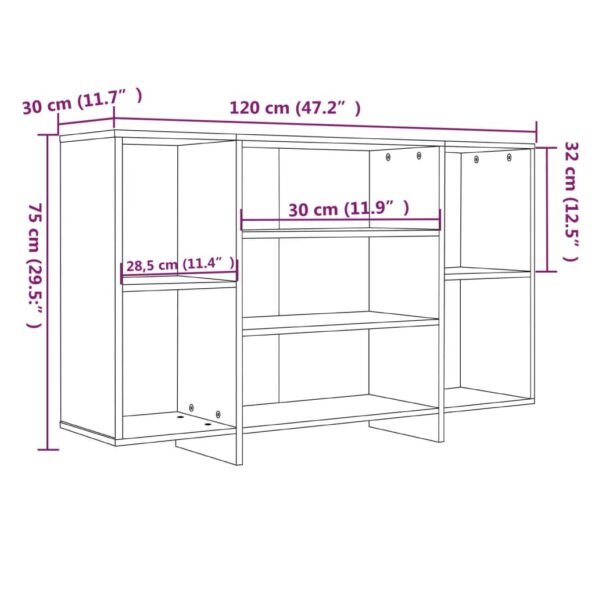 vidaXL Komoda, tmavý dub 120x30x75 cm, kompozitné drevo – Obrázok 7