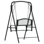 vidaXL Hojdačka 124 cm čierna oceľová – Obrázok 5