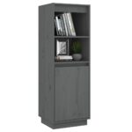 vidaXL Komoda sivá 37x34x110 cm masívna borovica – Obrázok 4