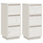 vidaXL Komody 2 ks biele 32x34x75 cm borovicový masív – Obrázok 2