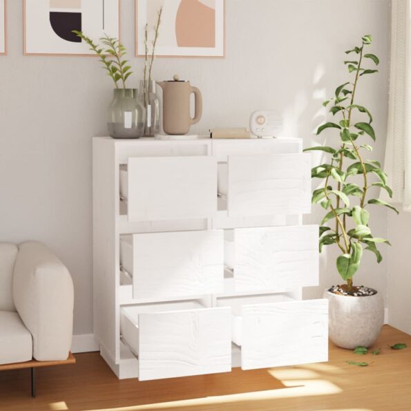 vidaXL Komody 2 ks biele 32x34x75 cm borovicový masív – Obrázok 3