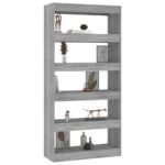 vidaXL Knižnica/deliaca stena sivá sonoma 80x30x166cm kompozitné drevo – Obrázok 4