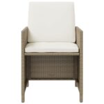 vidaXL 9-dielna záhr. jedálenská súprava s vankúšmi béžová polyratan – Obrázok 5