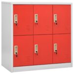 vidaXL Uzamykacie skrinky 2 ks bledosivé a červené 90x45x92,5 cm oceľové – Obrázok 3
