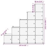 vidaXL Úložný kockovaný organizér s 15 kockami a dverami priehľadný PP – Obrázok 8