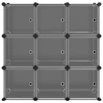 vidaXL Úložný kockovaný organizér s 9 kockami a dverami priehľadný PP – Obrázok 3