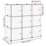 vidaXL Úložný kockovaný organizér s 9 kockami a dverami priehľadný PP – Obrázok 8