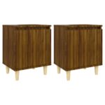 vidaXL Nočné stolíky, nohy z masívu 2 ks, hnedý dub 40x30x50 cm – Obrázok 2