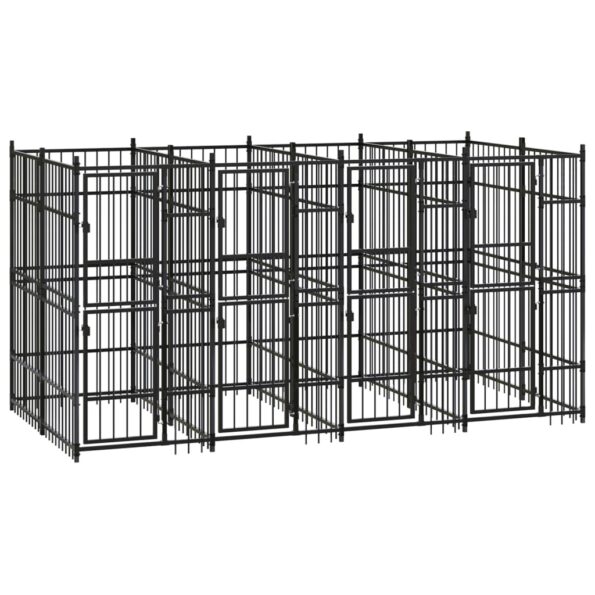 VXL8720286871188_a_en_hd_1.jpg vidaXL Vonkajší koterec pre psov oceľový 7,37 m² – Obrázok 1