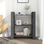 vidaXL Knižnica/deliaca stena sivá 80x35x91 cm masívna borovica – Obrázok 3