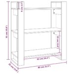 vidaXL Knižnica/deliaca stena sivá 80x35x91 cm masívna borovica – Obrázok 8