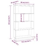 vidaXL Knižnica/deliaca stena sivá 80x25x132 cm masívna borovica – Obrázok 8