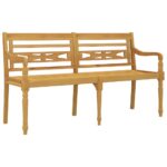 vidaXL Lavička Batavia so zeleným vankúšom 150 cm tíkový masív – Obrázok 4