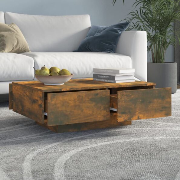 vidaXL Konferenčný stolík dymový dub 90x60x31 cm spracované drevo – Obrázok 7