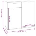 vidaXL Komoda sivá sonoma 80x36x75 cm spracované drevo – Obrázok 9
