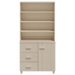 vidaXL Vysoká skrinka HAMAR, borovicový masív, medovo hnedá – Obrázok 5