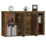 vidaXL Komoda dymový dub 120x36x69 cm spracované drevo – Obrázok 4