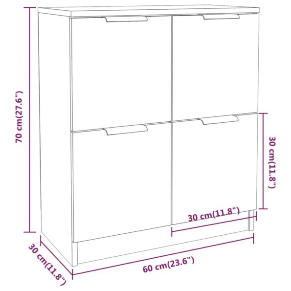 vidaXL Komoda biela 60x30x70 cm spracované drevo – Obrázok 8