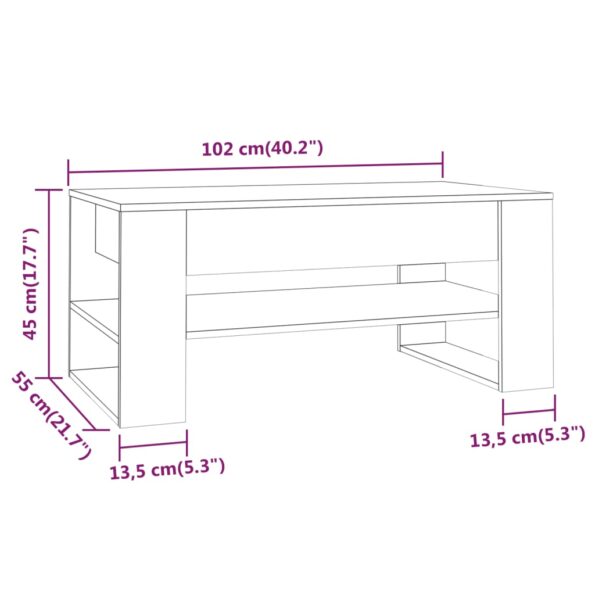 vidaXL Konferenčný stolík dymový dub 102x55x45 cm spracované drevo – Obrázok 7