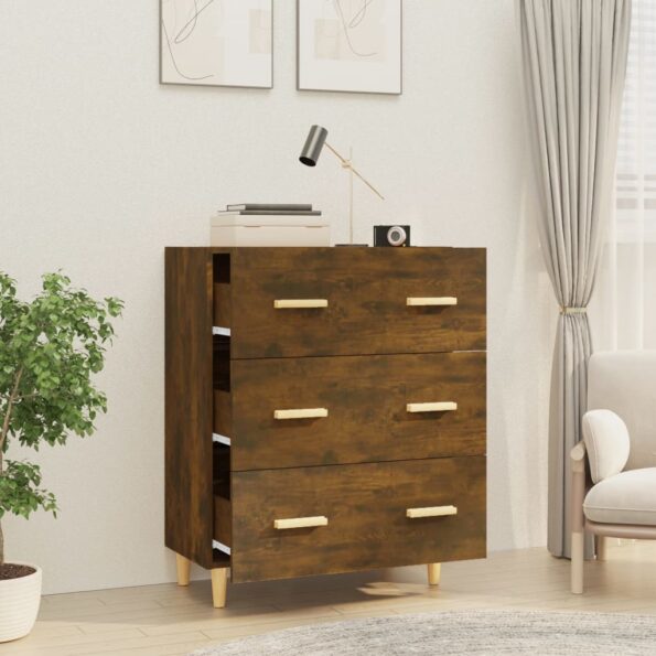 vidaXL Komoda dymový dub 70x34x90 cm spracované drevo – Obrázok 6