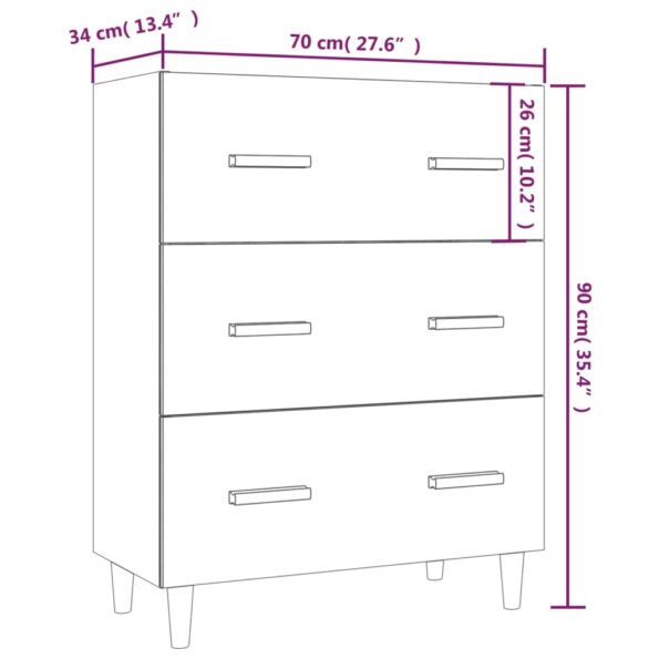 vidaXL Komoda dymový dub 70x34x90 cm spracované drevo – Obrázok 8