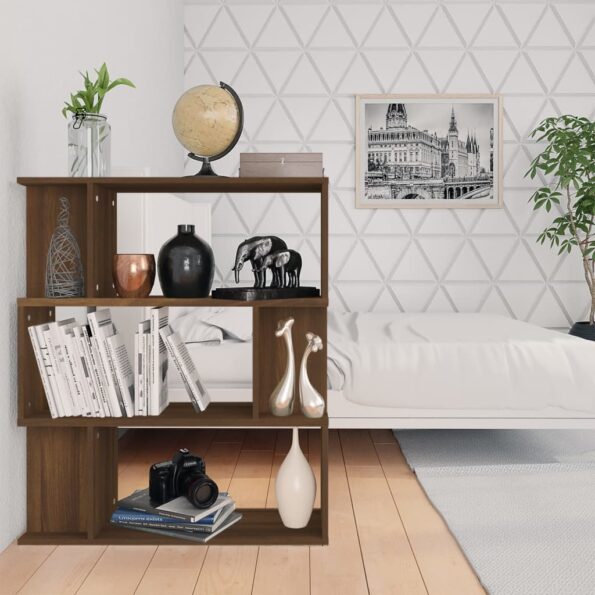 vidaXL Knižnica/priehradka hnedý dub 80x24x96 cm spracované drevo – Obrázok 5