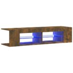 vidaXL TV skrinka s LED, tmavý dub 135x39x30 cm – Obrázok 2