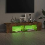 vidaXL TV skrinka s LED, tmavý dub 135x39x30 cm – Obrázok 8