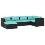 vidaXL 6-dielna záhradná sedacia súprava s vankúšmi polyratan čierna – Obrázok 2