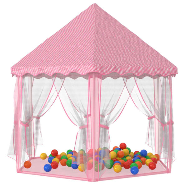VXL8720287065180_a_en_hd_1.jpg vidaXL Stan na hranie pre princezné s 250 loptičkami ružový 133x140 cm – Obrázok 2
