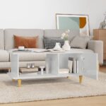 vidaXL Konferenčný stolík lesklý biely 90x50x40 cm spracované drevo – Obrázok 3