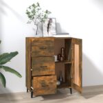 vidaXL Komoda dymový dub 69,5x34x90 cm spracované drevo – Obrázok 3