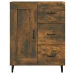 vidaXL Komoda dymový dub 69,5x34x90 cm spracované drevo – Obrázok 7