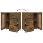 vidaXL Komoda dymový dub 69,5x34x90 cm spracované drevo – Obrázok 9