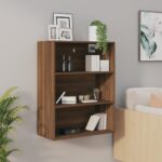 vidaXL Závesná nástenná skrinka hnedý dub 69,5x32,5x90 cm