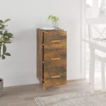 vidaXL Komoda dymový dub 34,5x34x90 cm spracované drevo – Obrázok 3