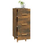 vidaXL Komoda dymový dub 34,5x34x90 cm spracované drevo – Obrázok 4