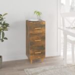 vidaXL Komoda dymový dub 34,5x34x90 cm spracované drevo