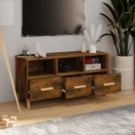vidaXL TV skrinka dymový dub 102x36x50 cm spracované drevo – Obrázok 3
