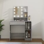 vidaXL Toaletný stolík s LED sivý dub sonoma 86,5x35x136 cm
