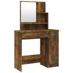 vidaXL Toaletný stolík so zrkadlom dymový dub 86,5x35x136 cm – Obrázok 2