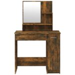 vidaXL Toaletný stolík so zrkadlom dymový dub 86,5x35x136 cm – Obrázok 6